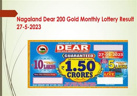 Nagaland State Lottery Dear 200 Gold Monthly Result 2023.